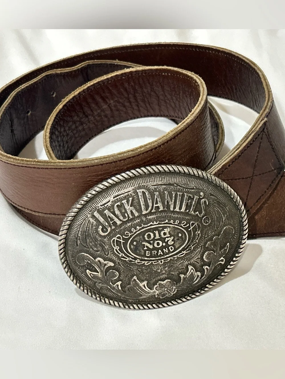 Vintage Belt 2005 Jack Daniel’s Old No.7 5008JD Silver-Tone Western Belt Buckle